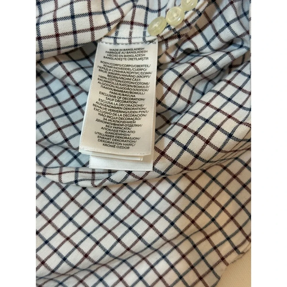 Polo Ralph Lauren Mens 2XLT Classic Fit Plaid Button Down Shirt Tall White Blue